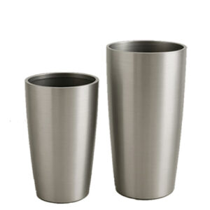 Brushed Steel Tapered Planters (Set of 2)