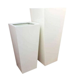 Tall White Tapered Square Planters (Set of 2)